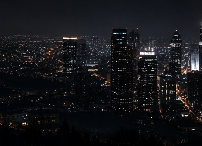City skyline at night